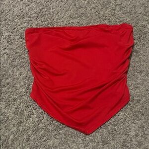 SHEIN Red Strapless Bandeau Tank Top